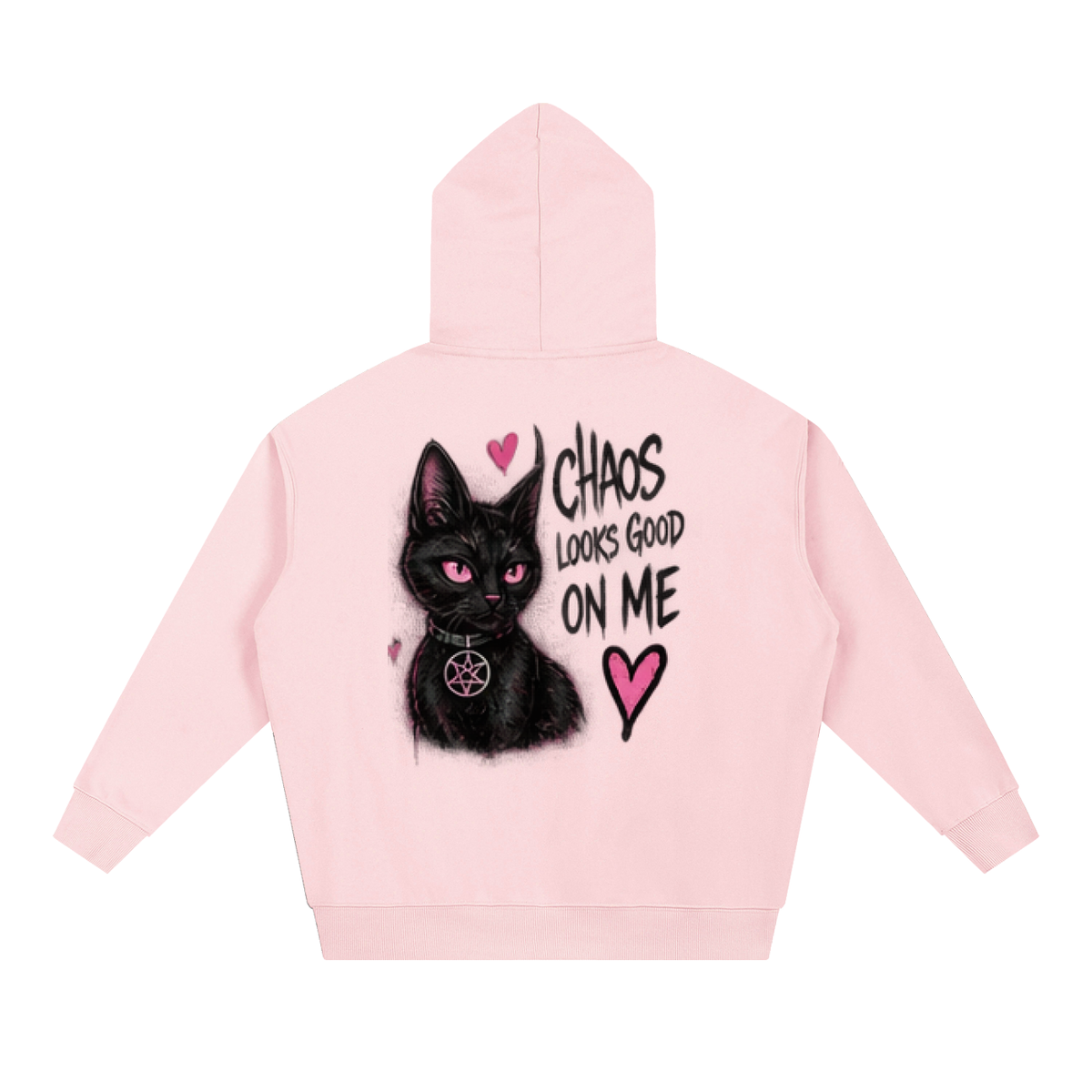 Chaos Looks Good On Me Black Cat Tattoo Hoodie