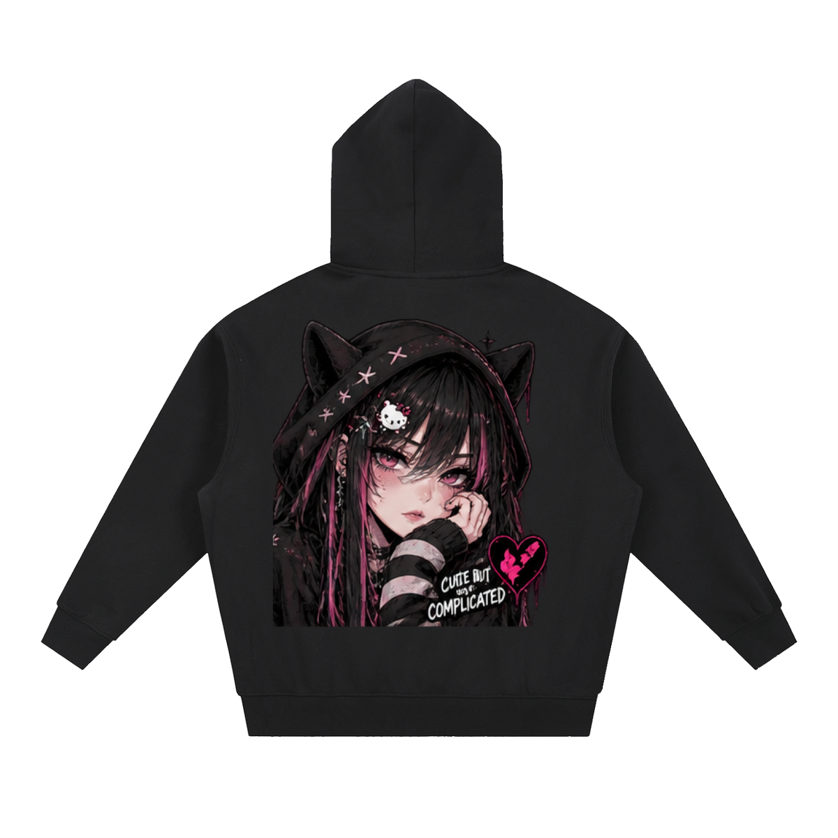 Cute But Complicated Anime Oversized Hoodie | Haven x Static Hearts Collab
