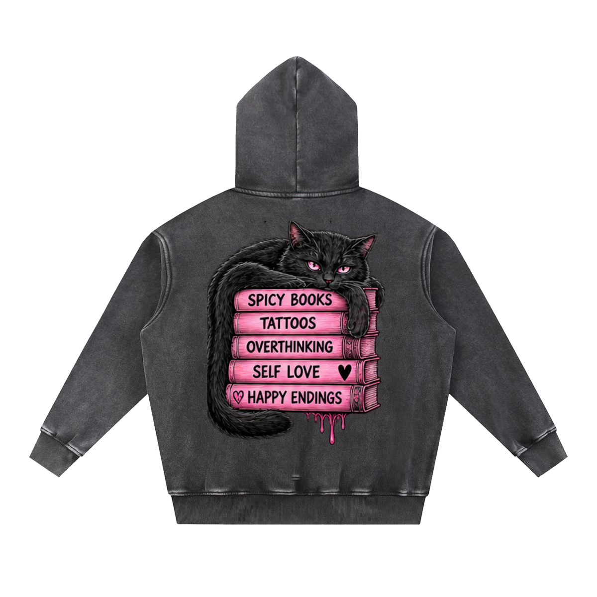 Spicy Books & Tattoos Snow Wash Oversized Hoodie