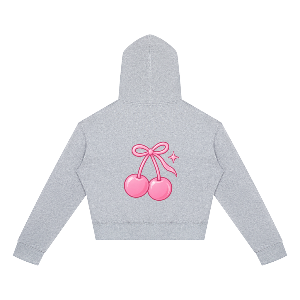 Cherry Club Logo Cropped Zip-Up Hoodie | Haven x Cherry Club Collab