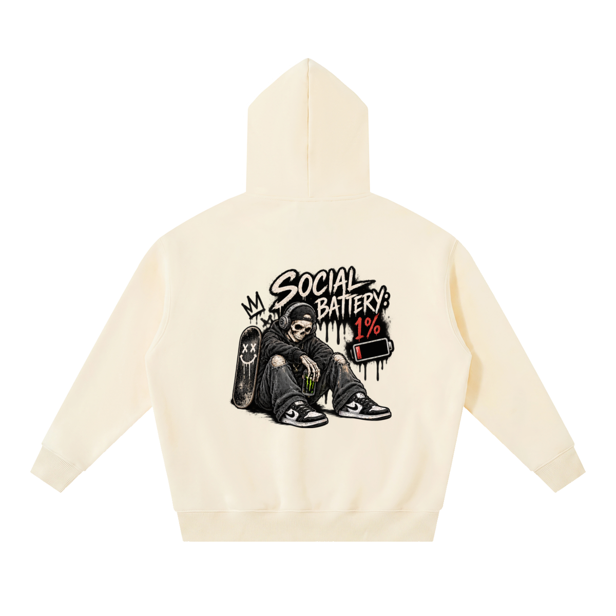 Social Battery 1% Boxy Oversized Hoodie | Haven Unfiltered Collection