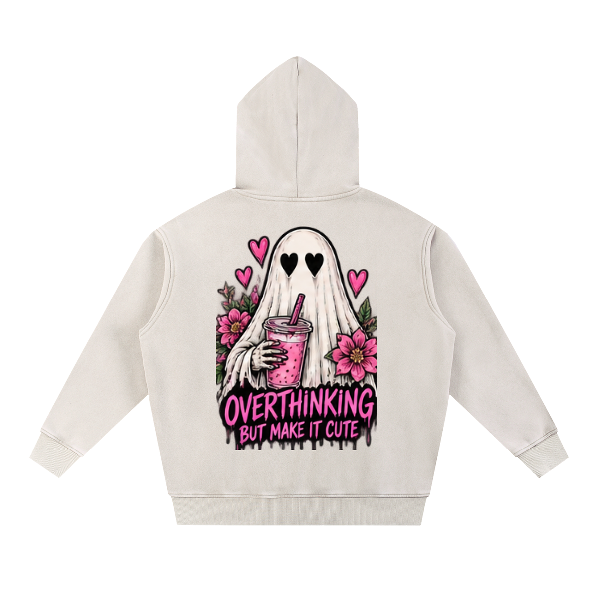 Overthinking But Make It Cute Ghost Tattoo Hoodie