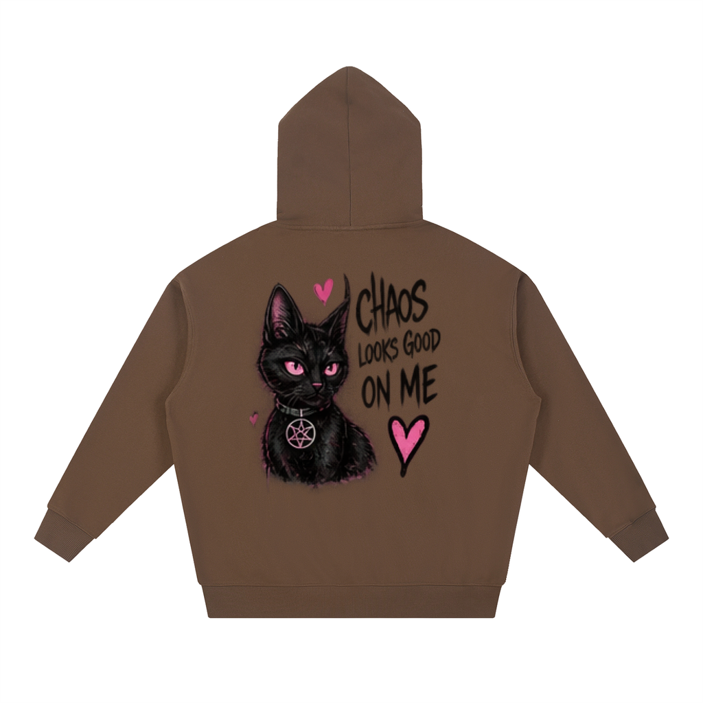 Chaos Looks Good On Me Black Cat Tattoo Hoodie