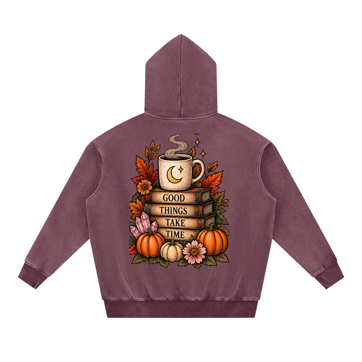 Good Things Take Time Snow Wash Oversized Hoodie | Haven After Autumn Collection