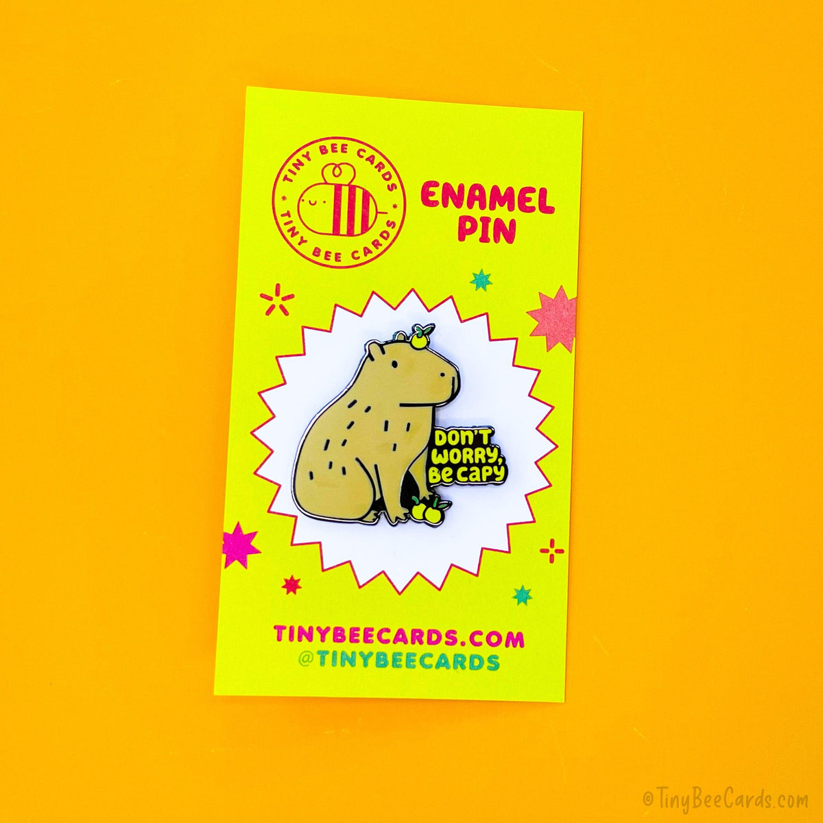 Capybara and Yuzu Hard Enamel Pin "Don't Worry Be Capy"