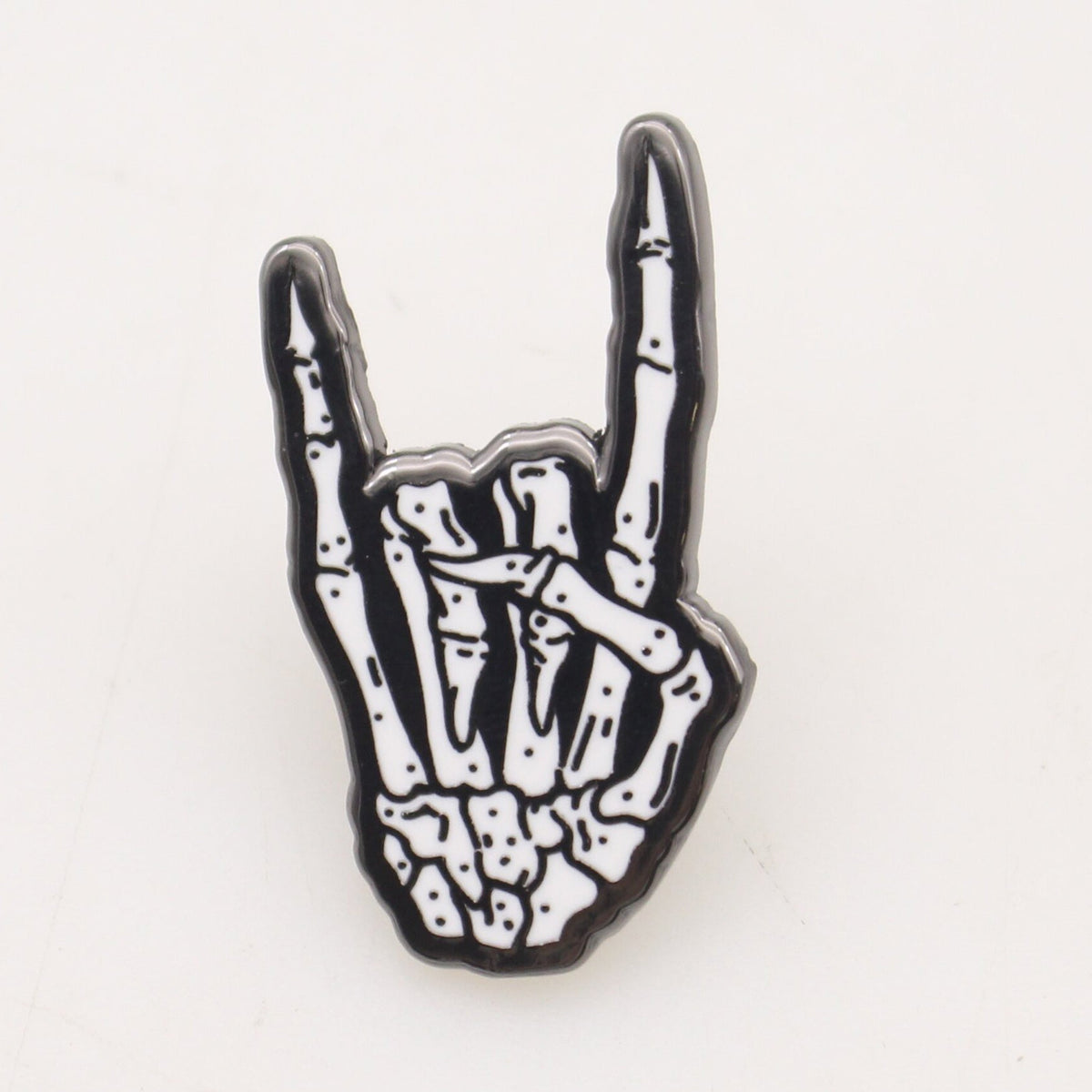 Skeleton Rock Hand Enamel Pin