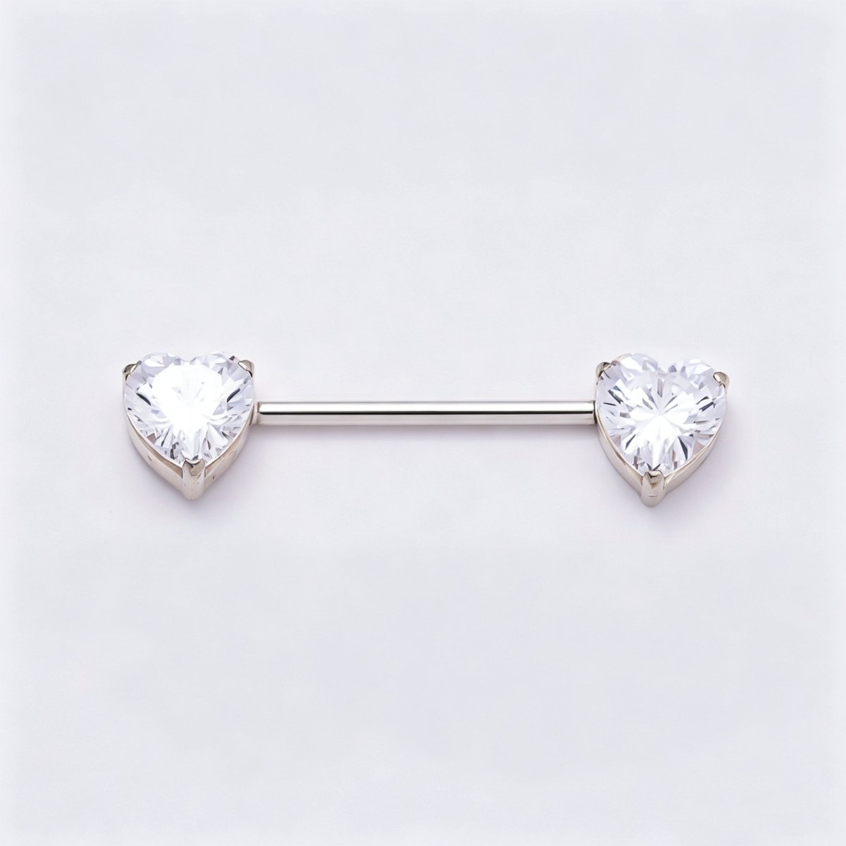 Titanium Clear CZ Heart Nipple Barbell Piercing Body Jewelry in Gold & Silver | BJ-00104 BJ-00105