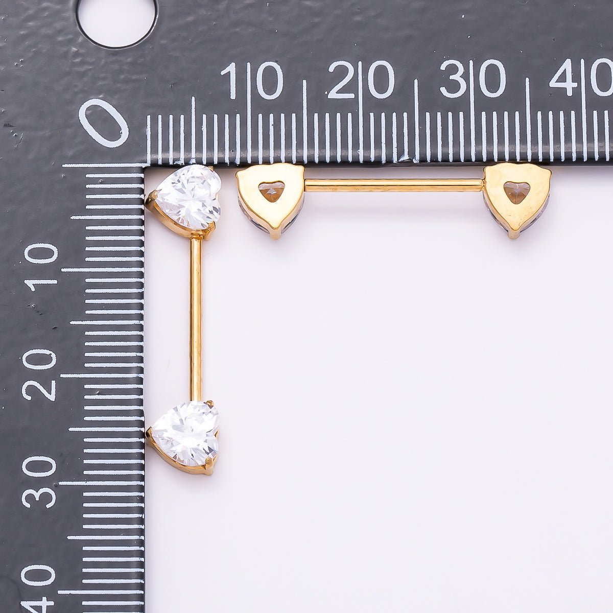 Titanium Clear CZ Heart Nipple Barbell Piercing Body Jewelry in Gold & Silver | BJ-00104 BJ-00105